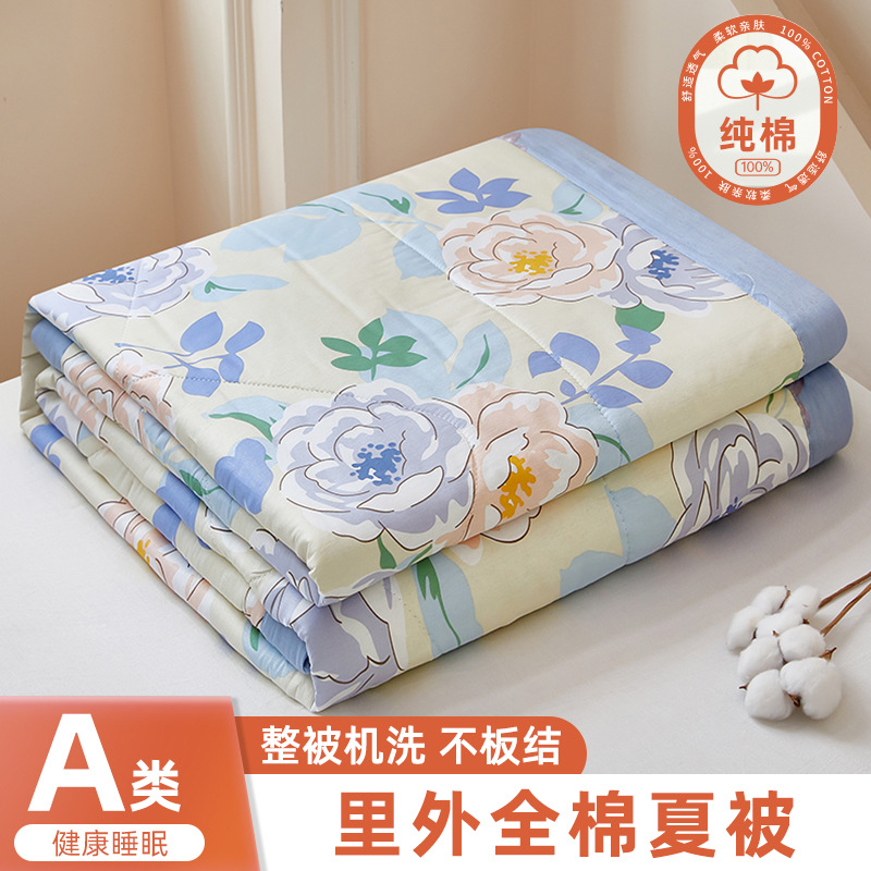 Picture of Class A Mother and Infant Grade Xinjiang Cotton Summer Cool Quilt Household Cotton Machine Washable Air-conditioning Quilt Summer Pure Cotton Single Thin Quilt
