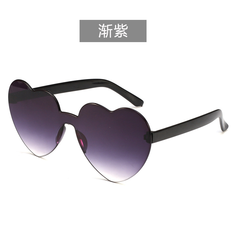 Picture of Heart Sunglasses, Heart Sunglasses, Jelly Color Rimless Heart-Shaped One-Piece Glasses, Dazzling Color Glasses