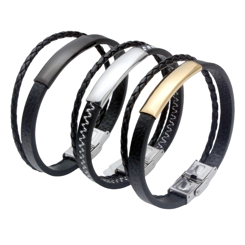 Hot sale European and American cross-border wholesale stainless steel bracelet men's fashion smooth bracelet