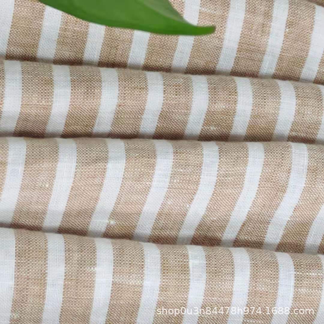 Picture of Pure Linen Yellow and White Strips 280CM Enzyme Washing Material Linen Quilt Cover Fabric Linen Quilt Quilt Washed Cloth