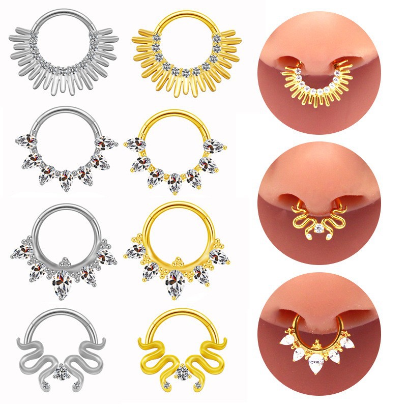 Gaibei Simple and Beautiful European and American Cross-border Nose Ring Full Diamond F136 Titanium Closed Ring Personalized Light Luxury Nose Ring Breast Ring Puncture