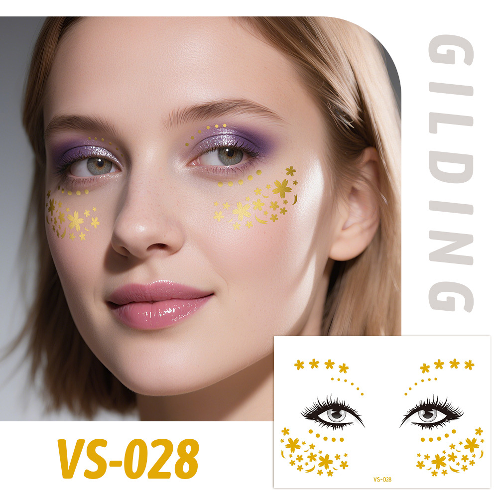 Picture of Cross-border Supply Waterproof Bronzing Electric Syllable Tattoo Sticker European and American Carnival Party Face Sticker Masquerade Freckles