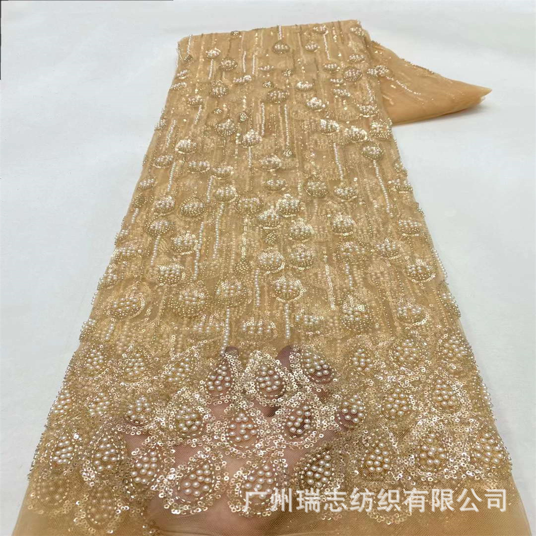 Picture of French Unilateral Drop Children's Wear dress Wedding Dress Sequin Embroidered Bead Fabric Uygur Turban Fabric
