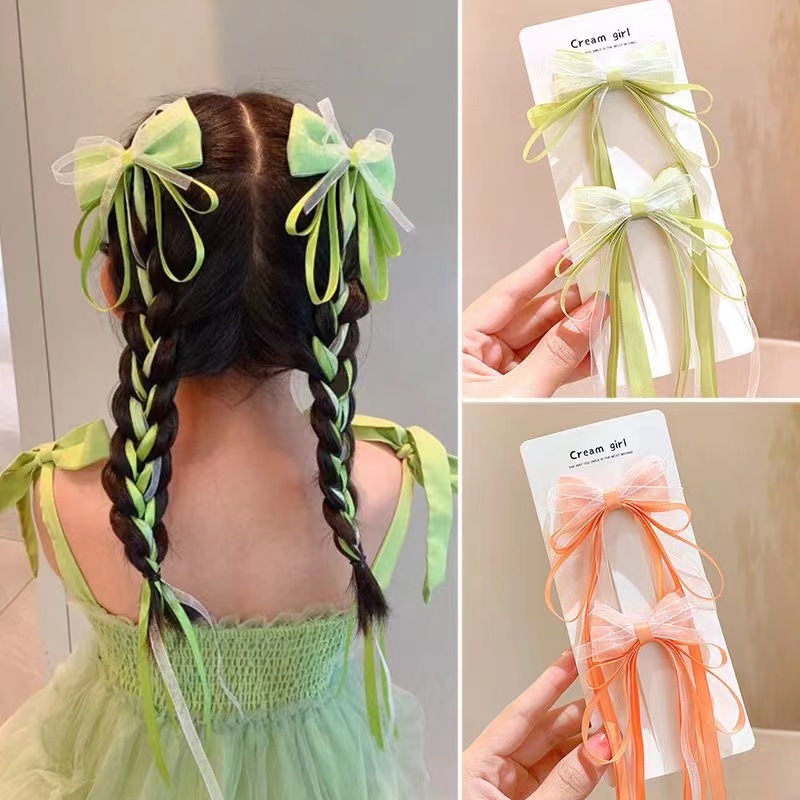Children's Super Fairy Bow Ribbon Hairpin Baby Chinese Style Braided Hair Headdress Girl Ancient Style Han Dynasty Hairpin Hair Accessories