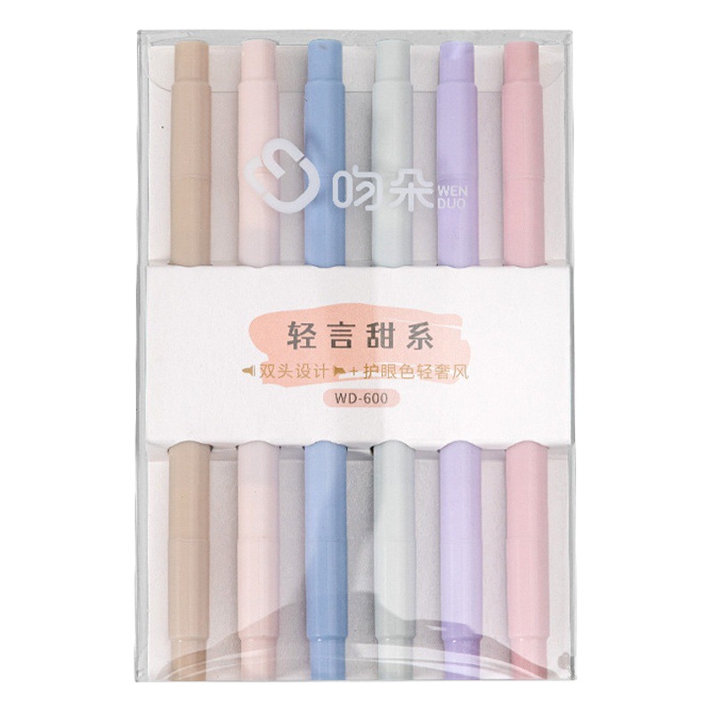 Kiss Duo Double Head Highlighter Light Words Sweet Salt Morandi Color Hand Account Pen Soft Head Highlighter Points