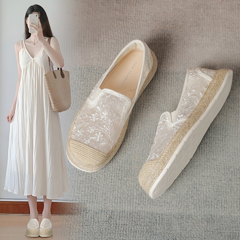 ZHR Mesh Breathable New Chinese Fisherman Shoes 2024 New Style Slip-on Shoes Fashionable All-Match Chanel Style Women's Shoes