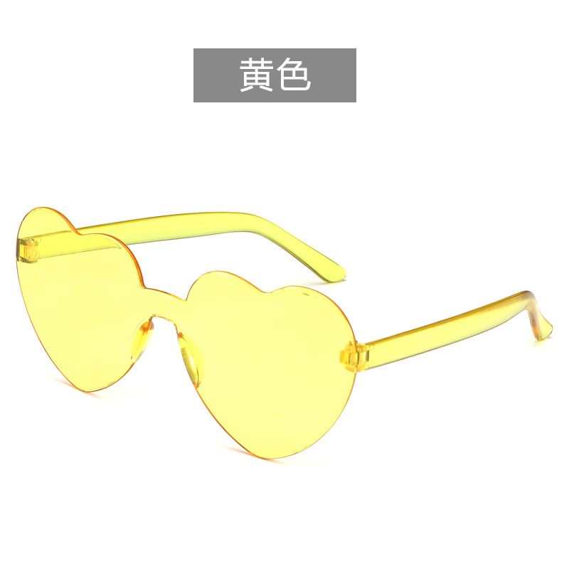 Picture of Heart Sunglasses, Heart Sunglasses, Jelly Color Rimless Heart-Shaped One-Piece Glasses, Dazzling Color Glasses
