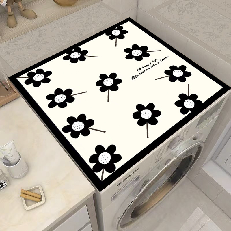 Picture of Drum washing machine cover pad flower diatom mud absorbent draining pad American pastoral style refrigerator microwave oven dust pad