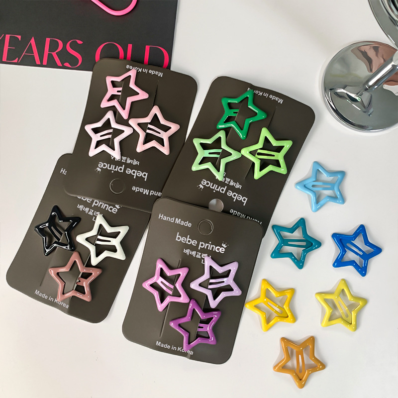 Picture of New color star hairpin suit multi-color series sweet not hurt hair side clip five-pointed star cute broken hairpin BB clip