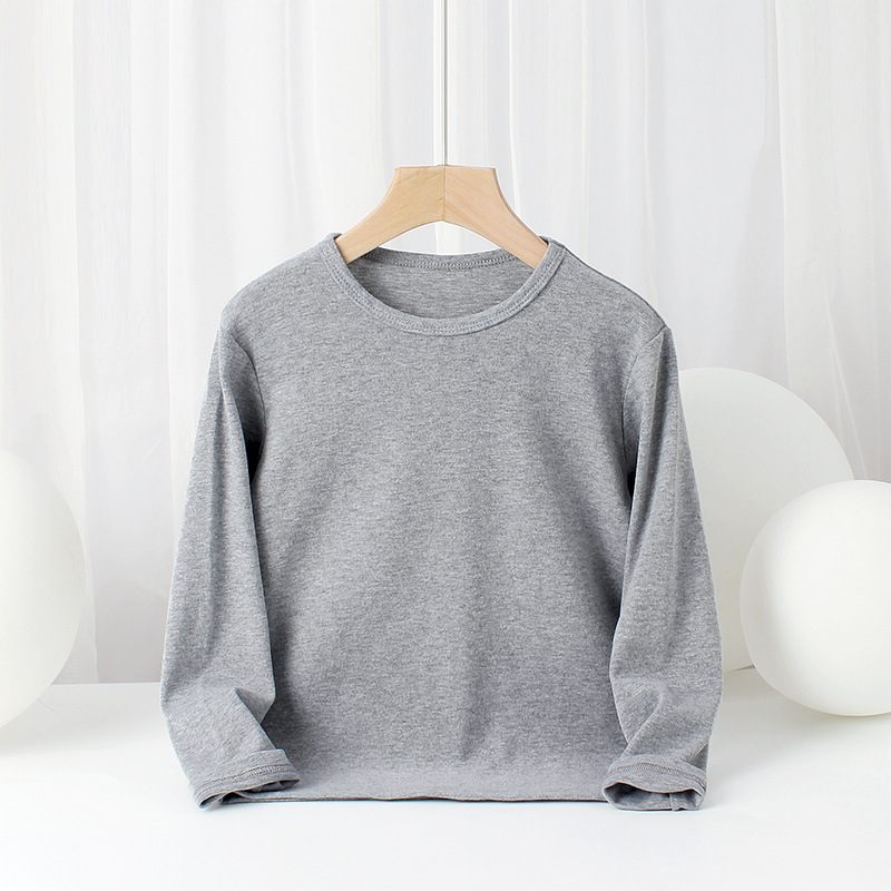 Picture of Spring and autumn children's clothing Korean new boys bottoming shirt girls cotton stretch solid color long sleeve children's T-shirt wholesale