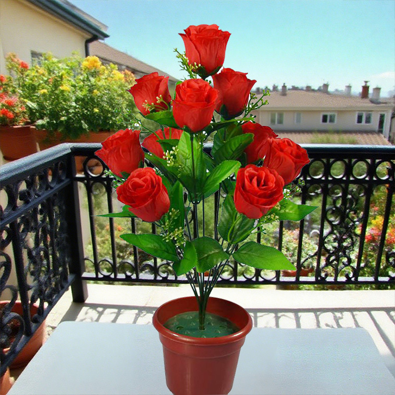 Picture of Photography Artificial Flower Manufacturer Wholesale Artificial Rose Artificial Flower Holiday Wedding Flower Arrangement 10 Peacock Rose Silk Bouquet