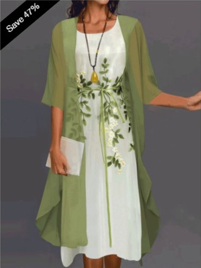 Picture of European and American Hot-Selling Independent Site Amazon Wish Hot Spring & Fall Fashionable and Elegant Lace Chiffon Dress Two-Piece Set