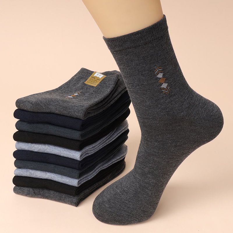 10 pairs of men's socks labor insurance mid-help stockings spring and autumn mid-tube wear-resistant work site work durable work socks strong