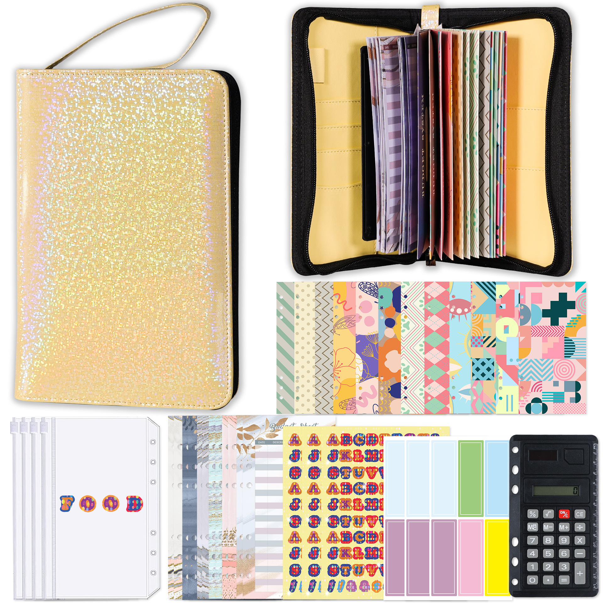 Picture of Cross-Border Supply of Large-Capacity Budget Envelopes, Fashionable Multi-Functional Pu Zipper Satchel Zipper Bags, Cash Budget Wallets