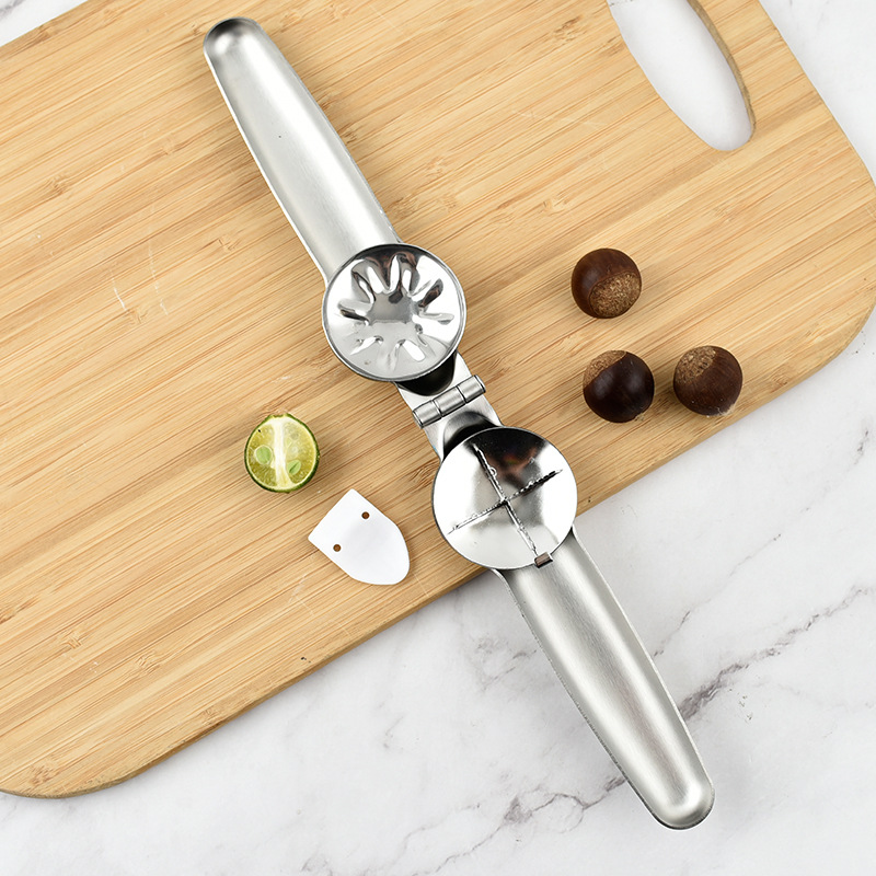 Picture of 304 stainless steel chestnut clip cross chestnut clip household nut opener kitchen tool walnut clip chestnut clip
