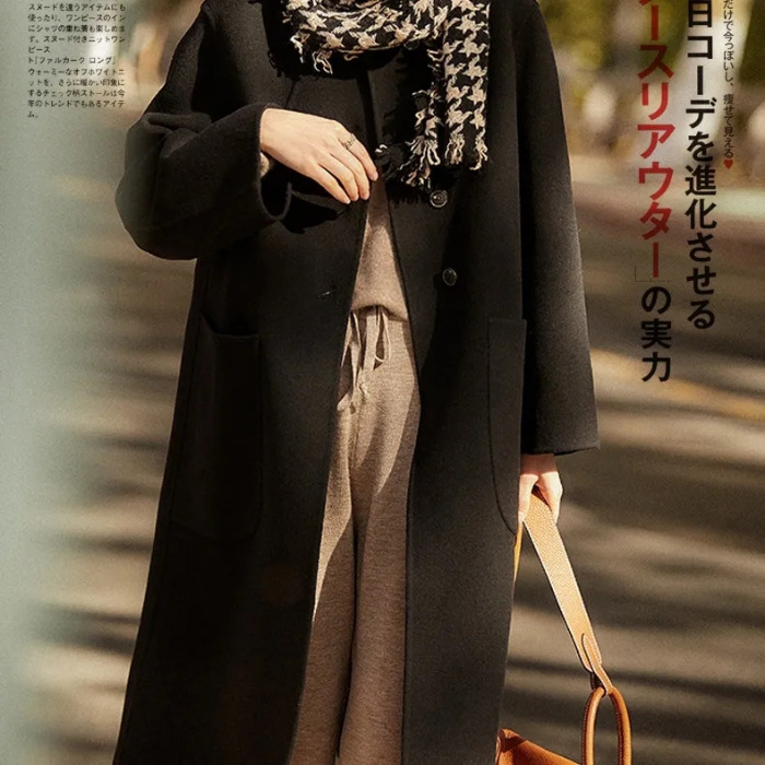 Picture of Plus size women's wool overcoat Women's Mid-length 2023 autumn and winter New loose high-end double-sided velvet woolen coat