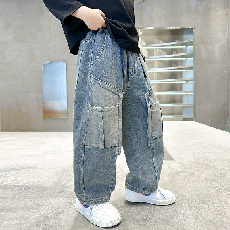 Picture of Children's Clothing Boys Spring Pants 2025 New Spring & Fall Style Medium and Large Kidsren's Jeans Spring Boys and Kidsren's Pants Trendy