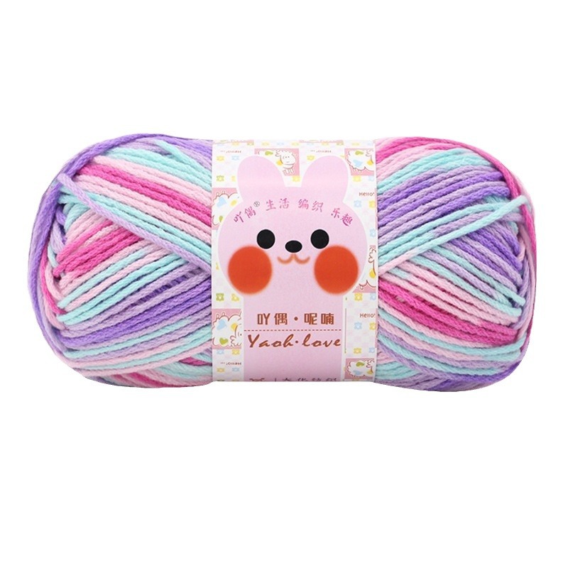 Picture of 6 strands of color milk cotton wool ball thick thread ball special wholesale scarf hat crochet hand woven material bag