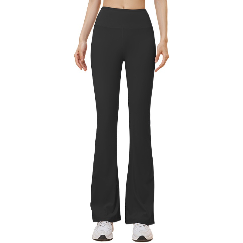 Spring and Autumn New High-Waisted Butt-Lifting Nylon Micro-Flared Pants for Outer Wear Running Fitness Elastic Slimming Look Yoga Sports Pants