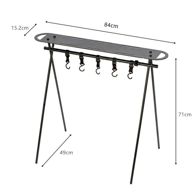 Picture of Outdoor Camping Triangle Storage Rack Ultra Light Tactical Storage Table Board Folding Portable Camping Tableware Rack