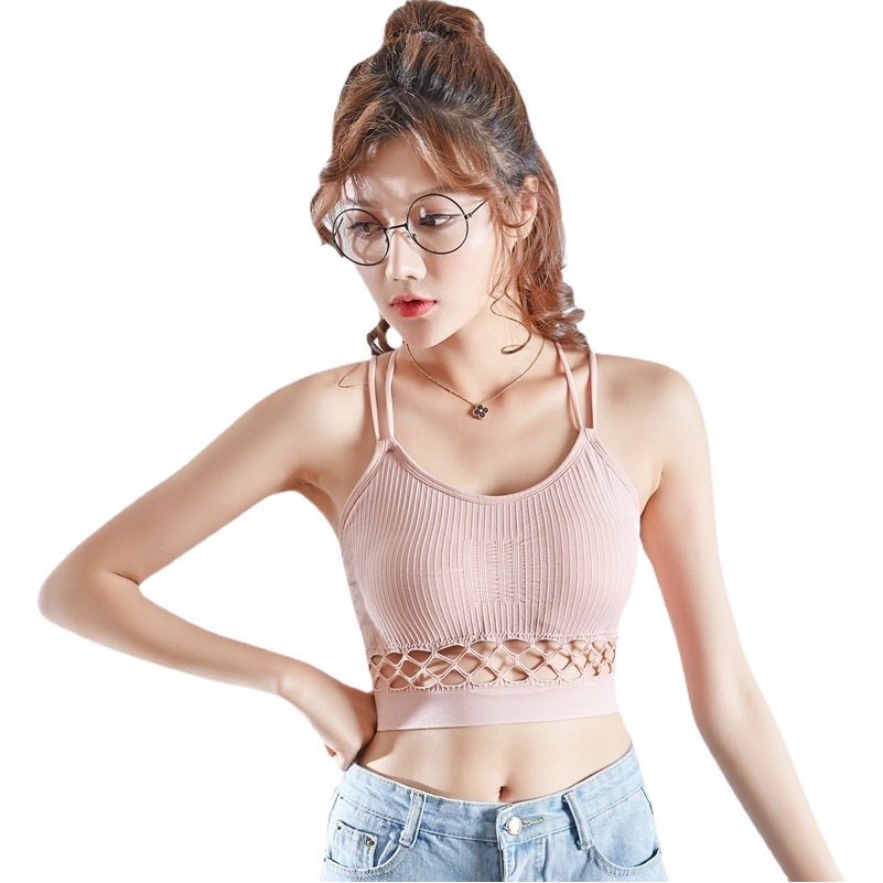New Sexy Thread Hollow-out Chest Wrap Yoga Running Beautiful Back Cross Shoulder Strap Bra Tube Top