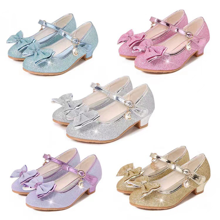 Girls Princess High Heels 2025 Spring and Autumn New Little Girls Crystal Leather Shoes Children's Single Shoes Primary and Secondary School Children's Shoes