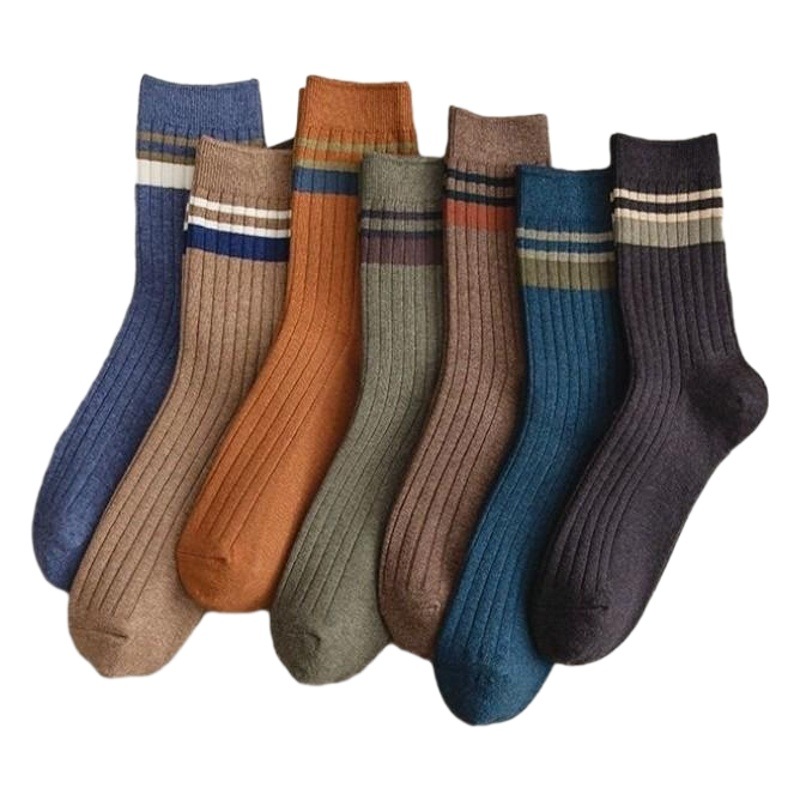 Socks Men's Mid-length Socks Ins Trendy All-match Korean Style Japanese Style College Style Sports Autumn and Winter Striped Men's Stockings