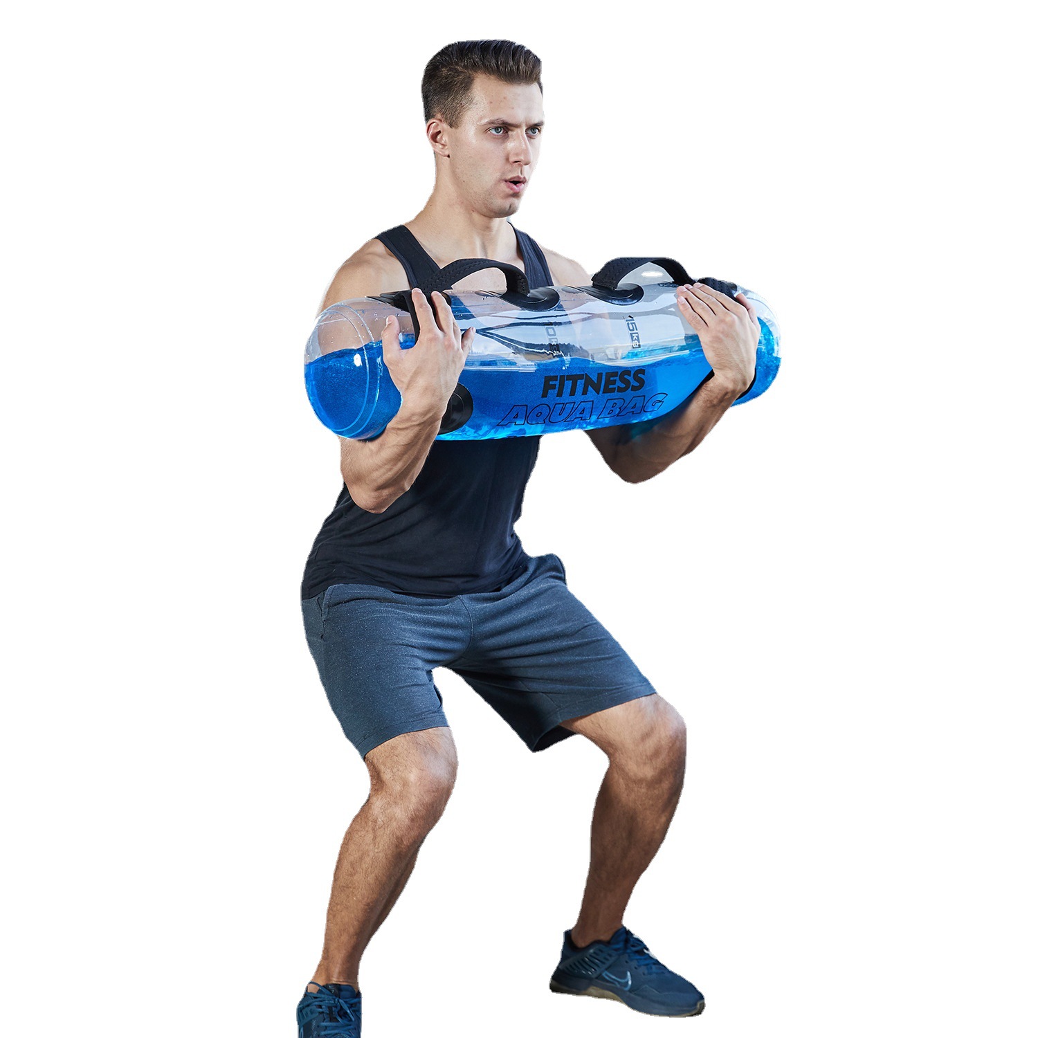 Picture of MARJAQE Fitness Water Bag Folding Water Filling Weight-bearing Water Bag Weightlifting Fitness Adjustable Weight Thickened PVC Mesh Fabric