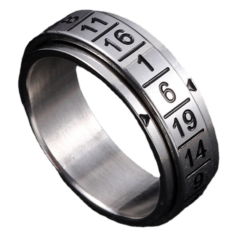 Cross-border simple rotatable titanium steel digital ring personality Arabic finger ring stainless steel jewelry manufacturers wholesale