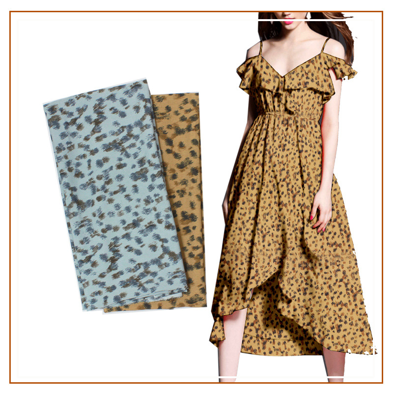 Real Velvet Printed Fabric Long Dress dress Skirt Skirt Short Skirt Shirt Fabric European and American Popular Leopard Pattern