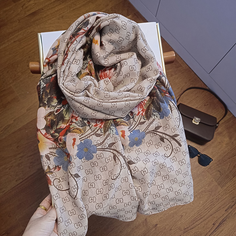 Picture of Small Large Scarf Autumn and Winter Women's Cotton and Linen Scarf Summer Lunch Break Air-conditioning Room Shawl Dual-use Travel Scarf Fashion