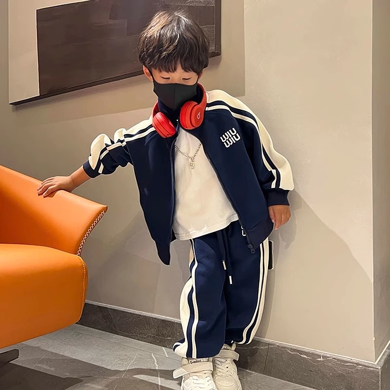 Picture of Children's Clothing, Boys' Fashion Suits, Autumn Clothing, Long-Sleeved Cardigan Jackets, Casual Pants, Kidsren's Sportswear Two-Piece Set
