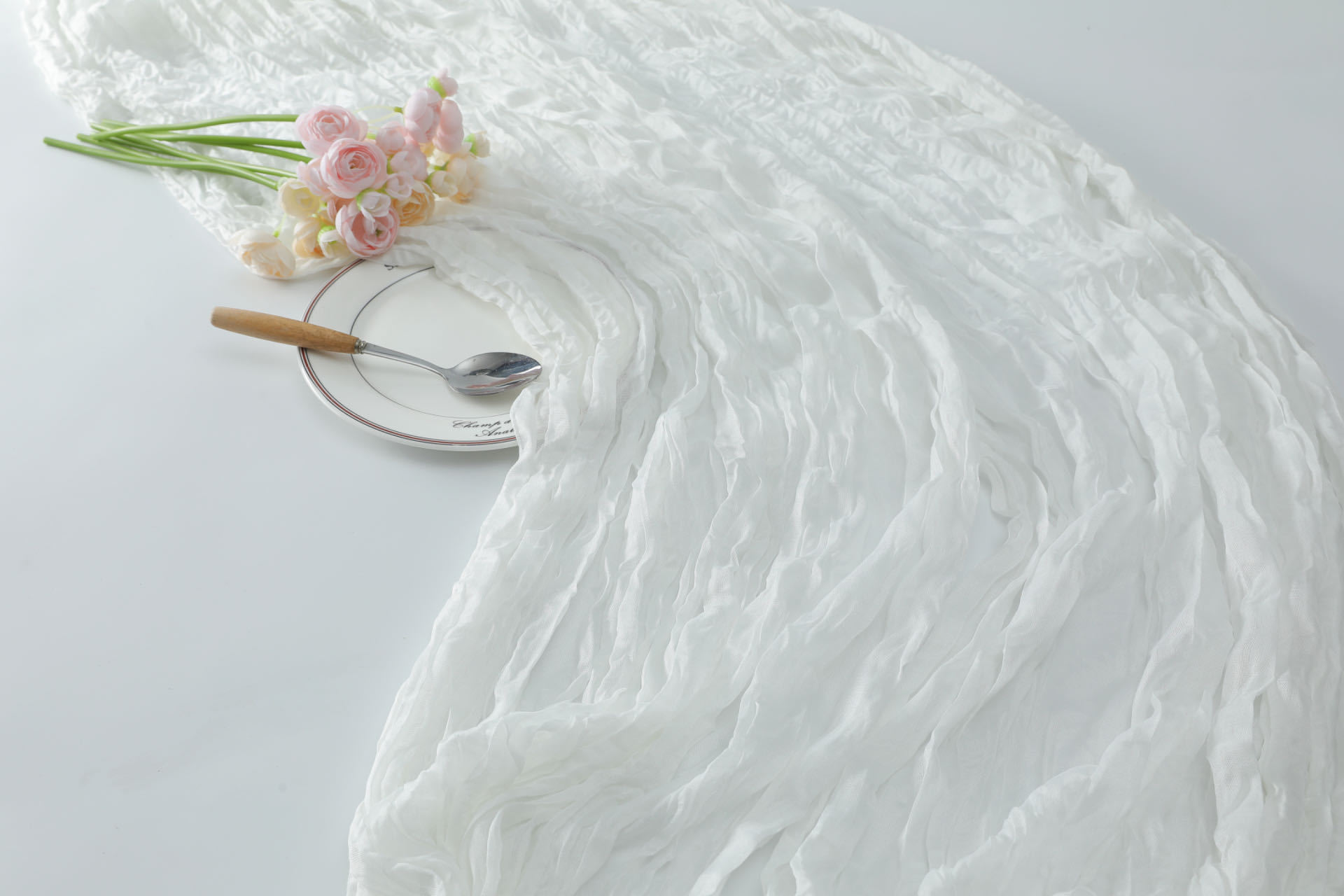 Picture of Cross-border Hot Home Birthday Party Decoration Bari Yarn Tablecloth Wedding Shooting Background Props Table Runner Wrinkled Cloth