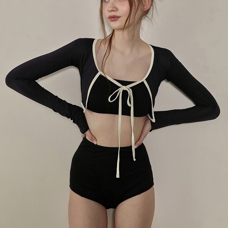 South Korea Swimsuit Women's Fragrant Style Split Bikini Pure Hot Spring High Waist Small Chest Swimsuit Women's Swimsuit Conservative