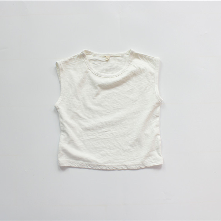 Picture of Summer Children's Vest Solid Color Boys' Vest Korean Style Solid Color Slub Cotton Thin Girls' Top Sleeveless Hair