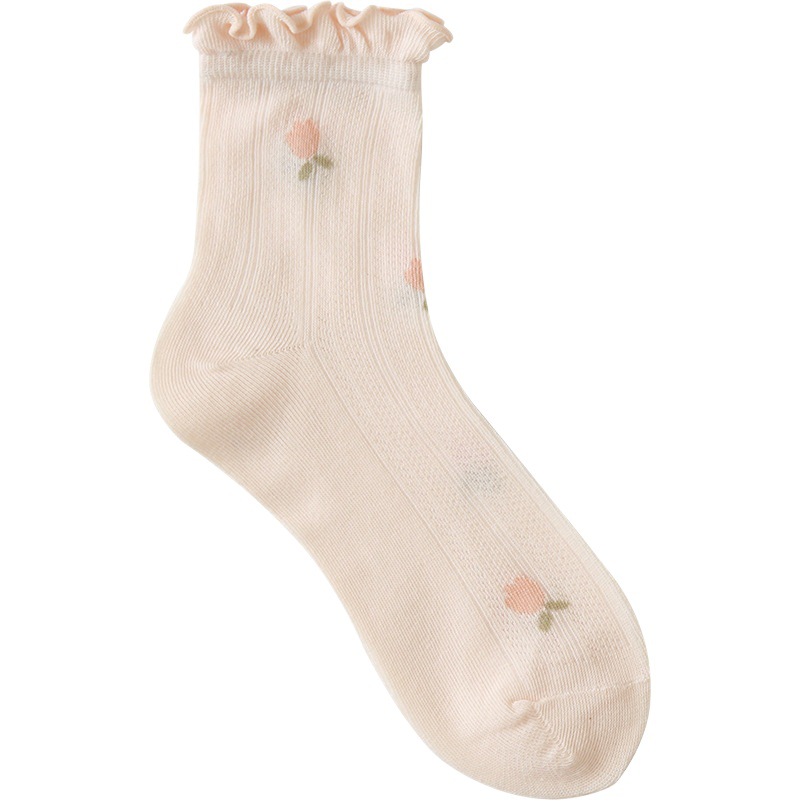 Zhuji Women's Summer Leisure New Mid-tube Postpartum Loose Mesh Hollow Cotton Socks Comfortable Pregnant Women Wholesale