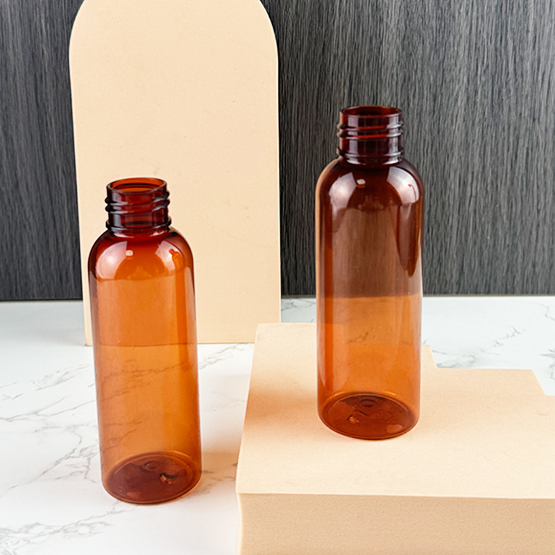 Factory Direct Sales 24 Teeth 100ml Round Shoulder Bottle Brown Spray Lotion Toner Travel Packaging pet Brown