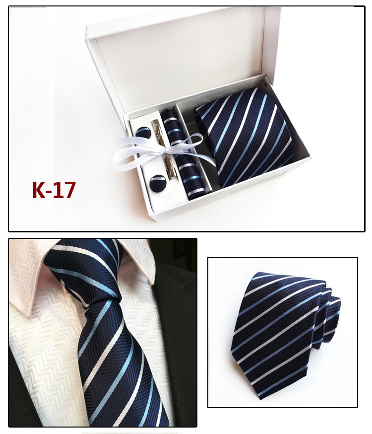 Picture of Manufacturers wholesale men's tie in stock gift box 6 pieces suit group tie business formal tie