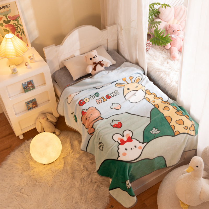 Picture of Children's Blanket Kindergarten Spring and Autumn Baby Coral Fleece Blanket Spring and Summer Single Layer Thin Blanket Office Nap