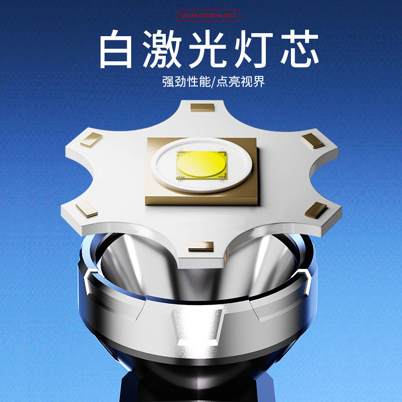 Picture of Led Multifunctional Solar Flashlight Satchel Light USB Charging Outdoor Waterproof Strong Light Searchlight Cob Emergency Light