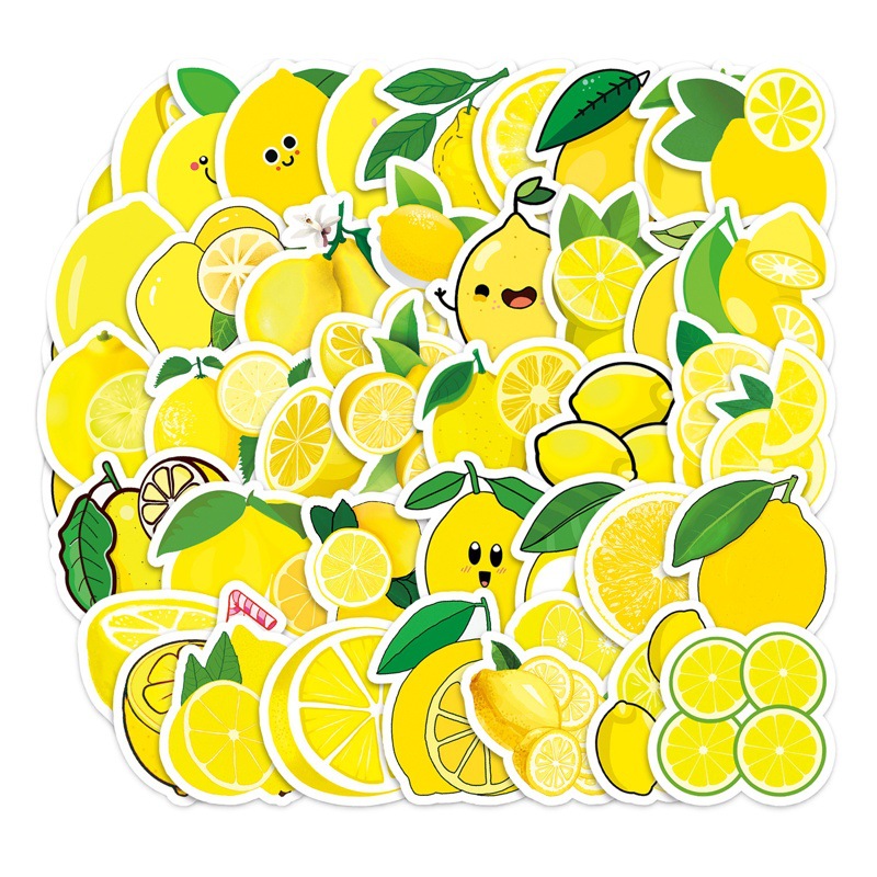 50 Lemon Graffiti Stickers Personalized Cross-border Cartoon Fruit Creative DIY Water Cup Luggage Stickers Waterproof