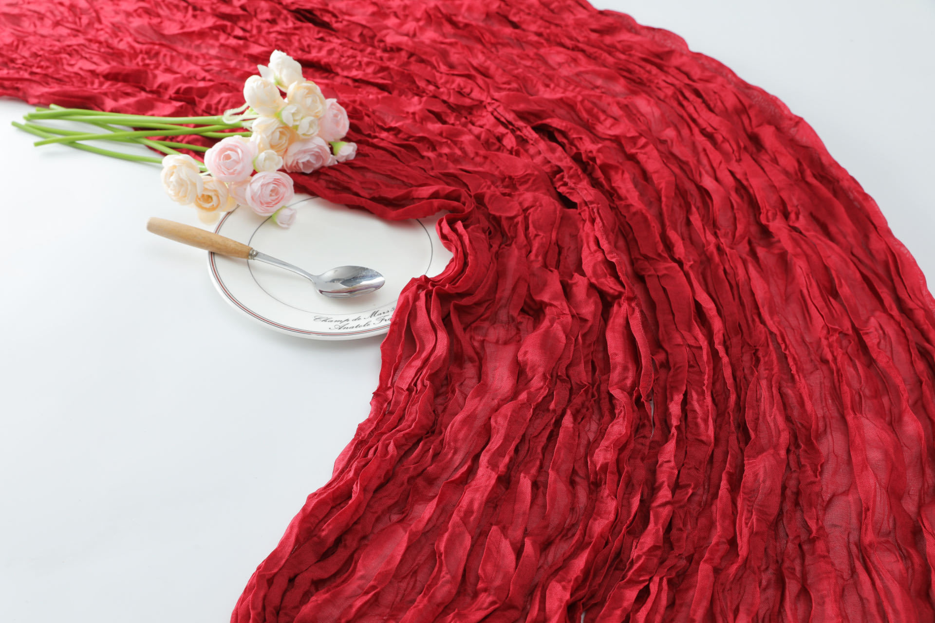 Picture of Cross-border Hot Home Birthday Party Decoration Bari Yarn Tablecloth Wedding Shooting Background Props Table Runner Wrinkled Cloth