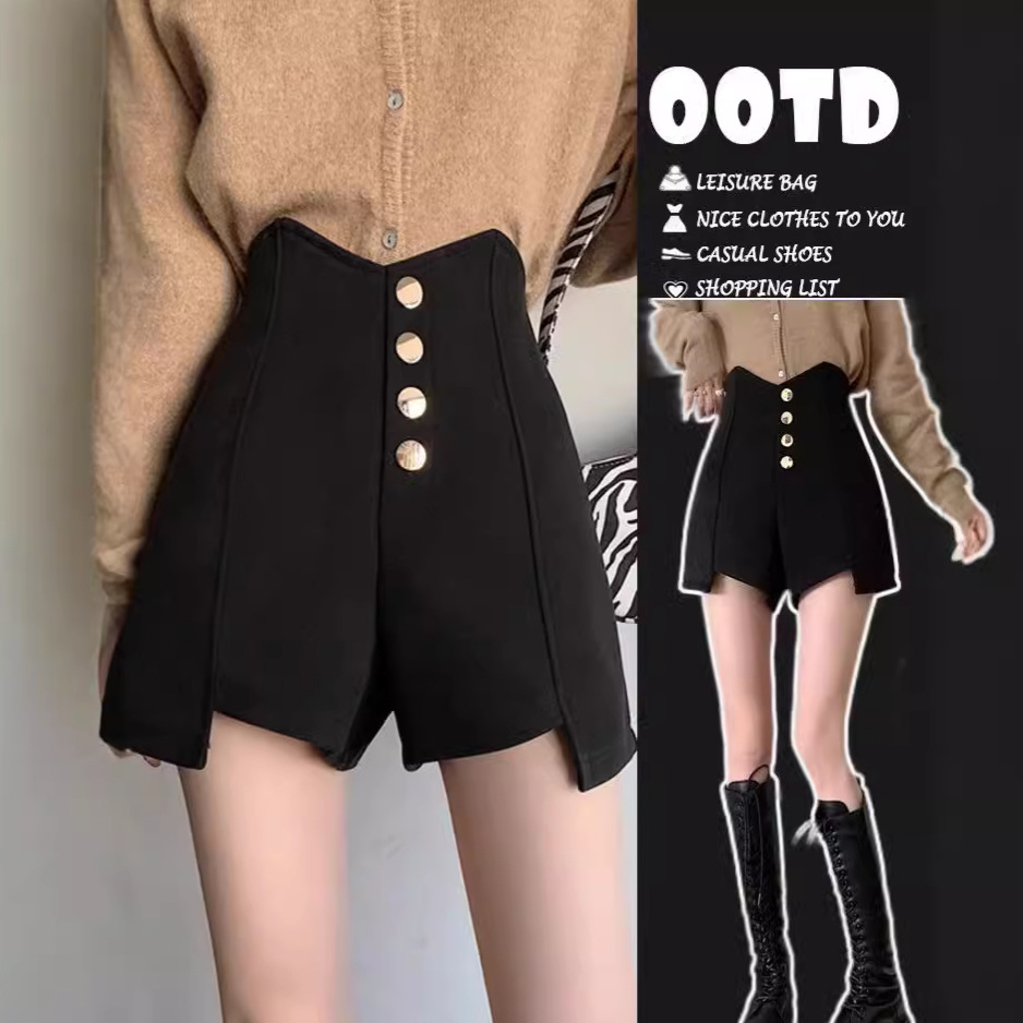 High Waist Slimming Irregular A- Shapes Shorts Women's Autumn and Winter 2023 New Casual Wide Leg Pants Design Sense Niche Boots Pants