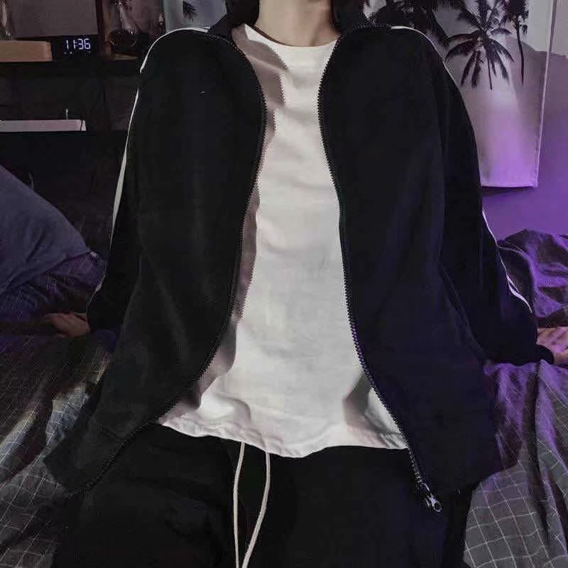Picture of Spring and Autumn New Three Bar Coat Women's Korean Thin Jacket Student Black Baseball Suit Women's Loose Casual Top