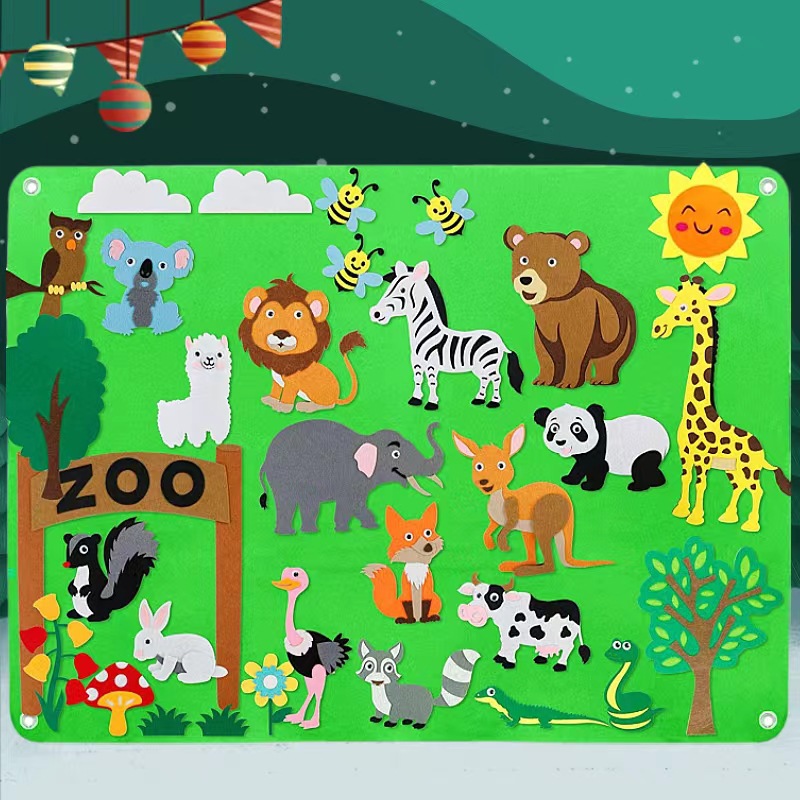 Picture of Amazon cross-border children's early education 3DIY three-dimensional felt game package storyboard learning board printing dinosaur animals