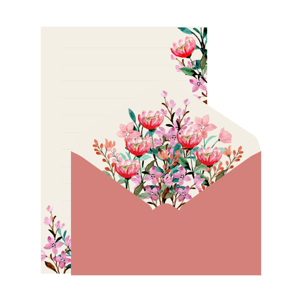 Picture of Wedding Letter Paper Set Invitation Letter A5 Handwritten Love Letter Paper Spring Flower Opening Letter Paper High-End