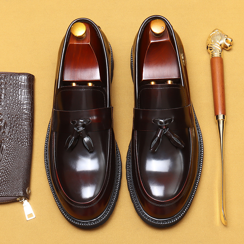 Picture of [vip for] tassel loafers men's leather thick-soled British casual shoes cowhide lining business formal wear