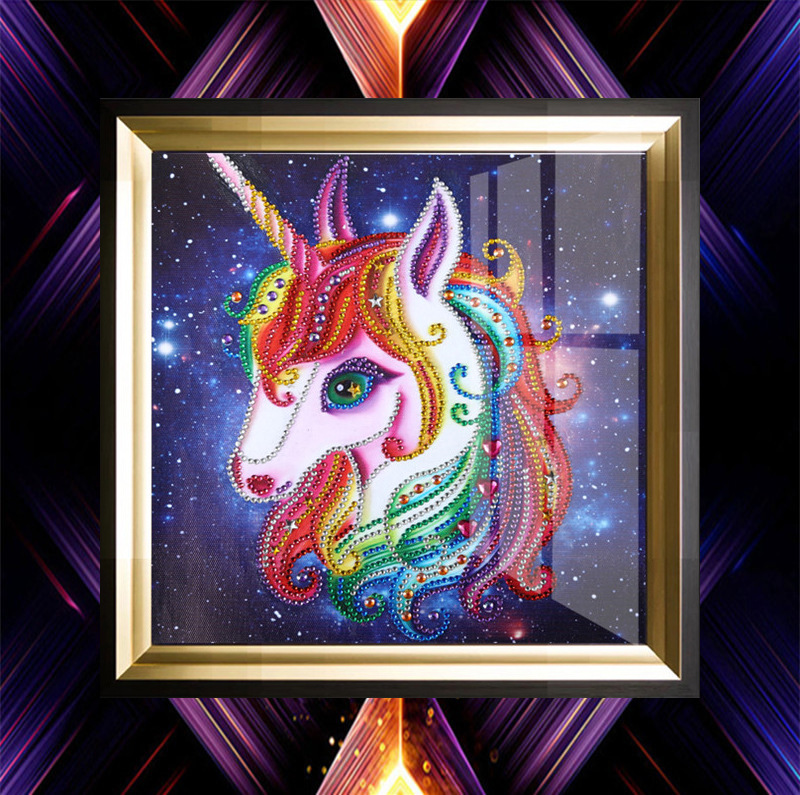 Picture of Cross-border AliExpress supply DIY Diamond painting 5D shaped diamond unicorn Crafts bedroom home decoration painting