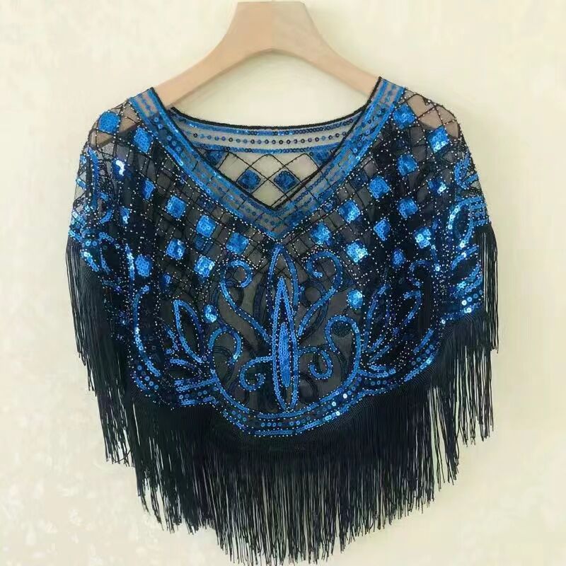 Picture of Tassel Shawl Women's Summer Sequin Mesh New Cyber Celebrant All-match Western Style Summer High-grade Outer Jacket Fashion Cape