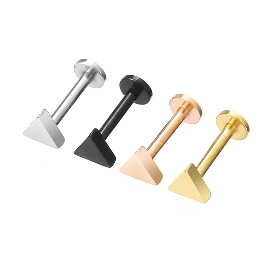 Picture of 2024 new 100% 316L stainless steel hollow moon star geometric figure lip nail ear bone nail 18K gold plated